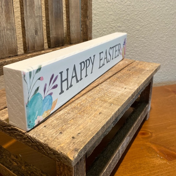 Happy Easter Wood Tabletop Sign, Farmhouse Easter Sign, Floral Happy Easter Sign - Picture 5 of 11